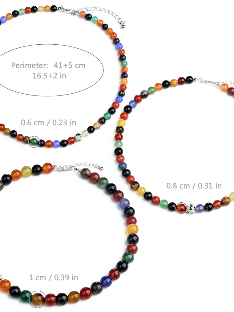 Collar redondo de cornalina de colores de piedra natural 5