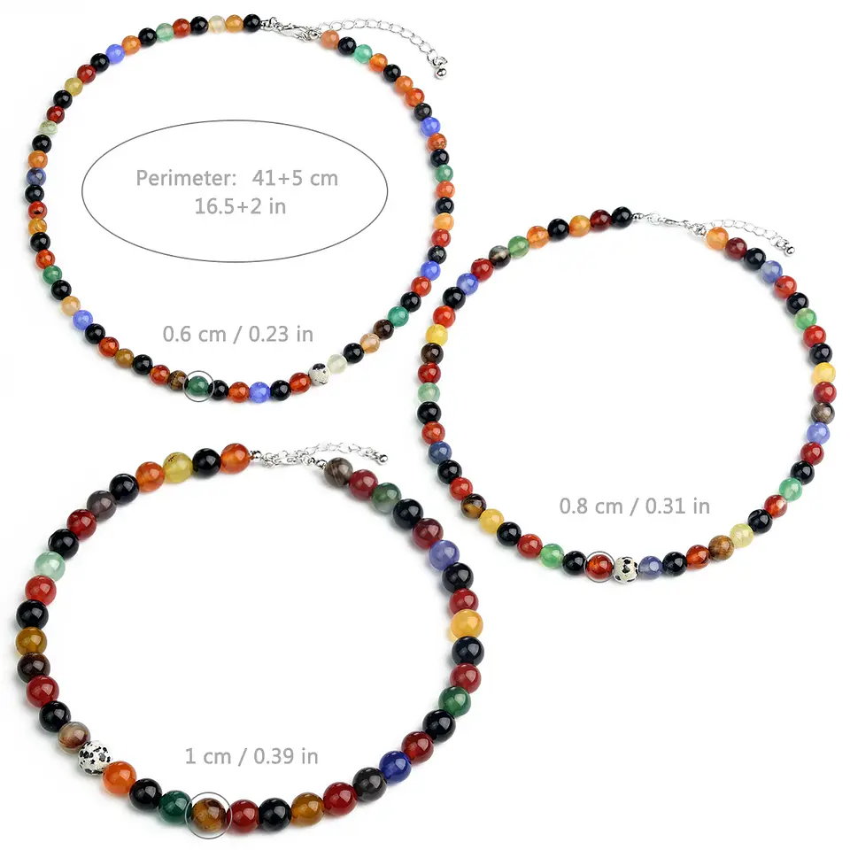 Collar redondo de cornalina de colores de piedra natural 5