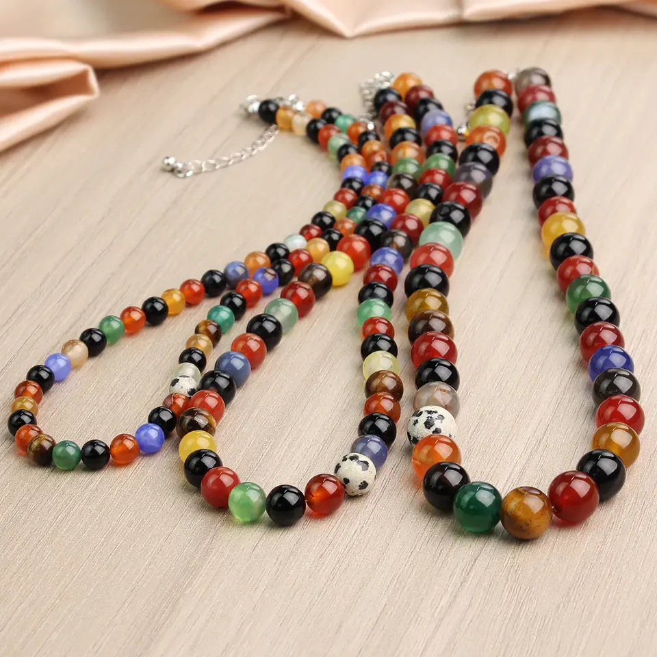 Collar redondo de cornalina de colores de piedra natural 6