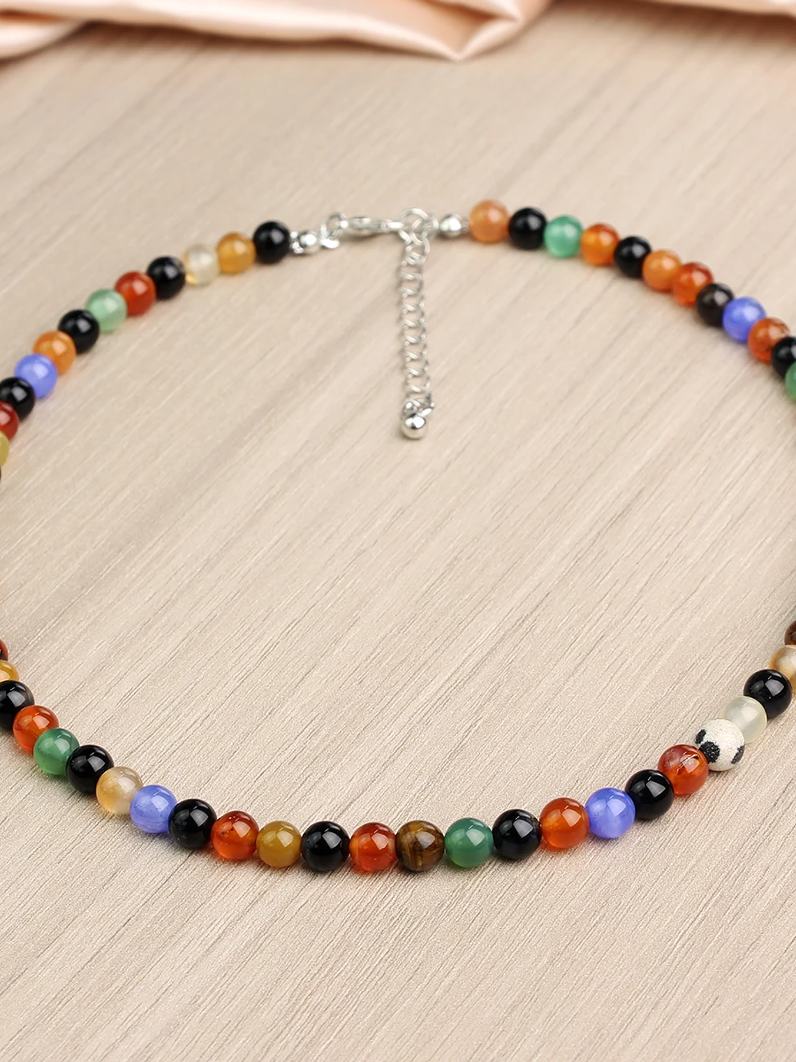 Collar redondo de cornalina de colores de piedra natural 8