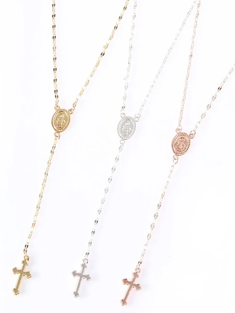 Collar con colgante de rosario religioso 2