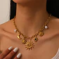 Collar con colgante de estrella de mar, luna y sol dorado, moderno y elegante, de acero inoxidable  - Miniatura 5