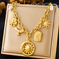 Collar con colgante de estrella de mar, luna y sol dorado, moderno y elegante, de acero inoxidable  - Miniatura 12