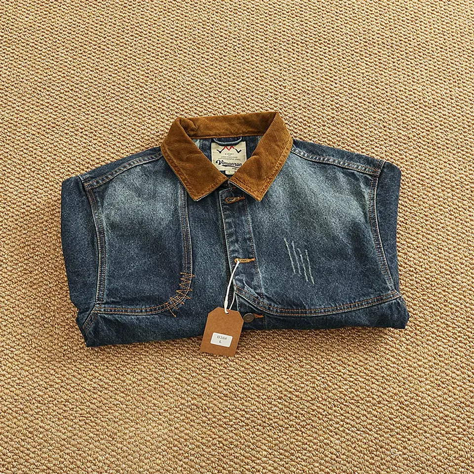 Chaqueta vaquera cargo de estilo retro americano 5