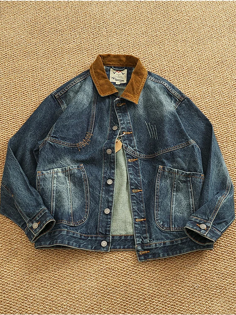 Chaqueta vaquera cargo de estilo retro americano 12