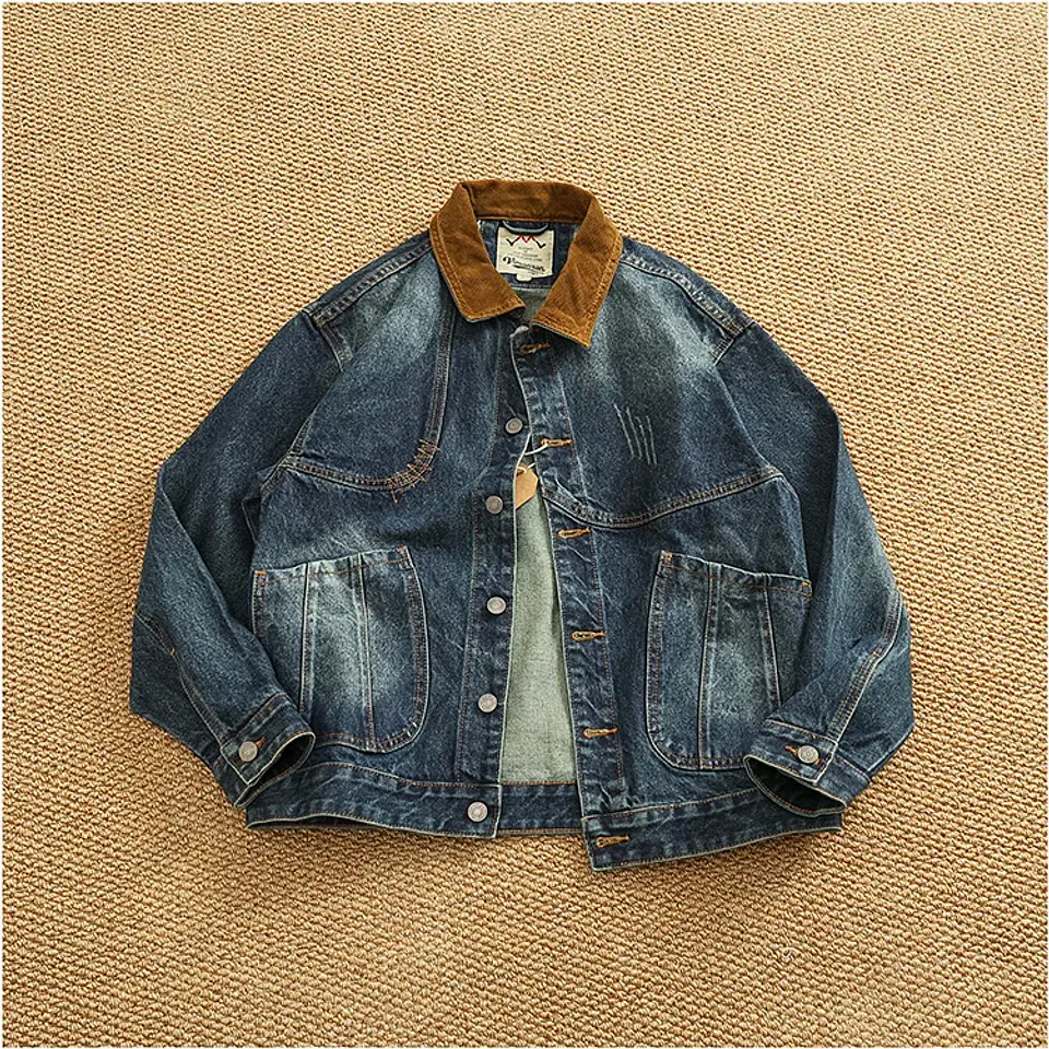 Chaqueta vaquera cargo de estilo retro americano 12