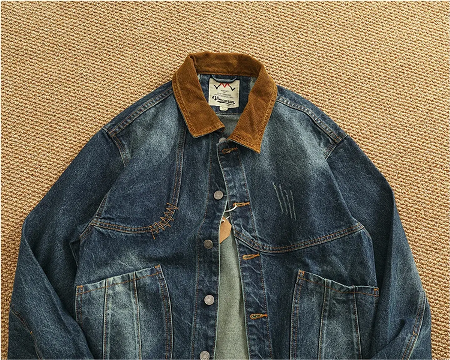 Chaqueta vaquera cargo de estilo retro americano 16