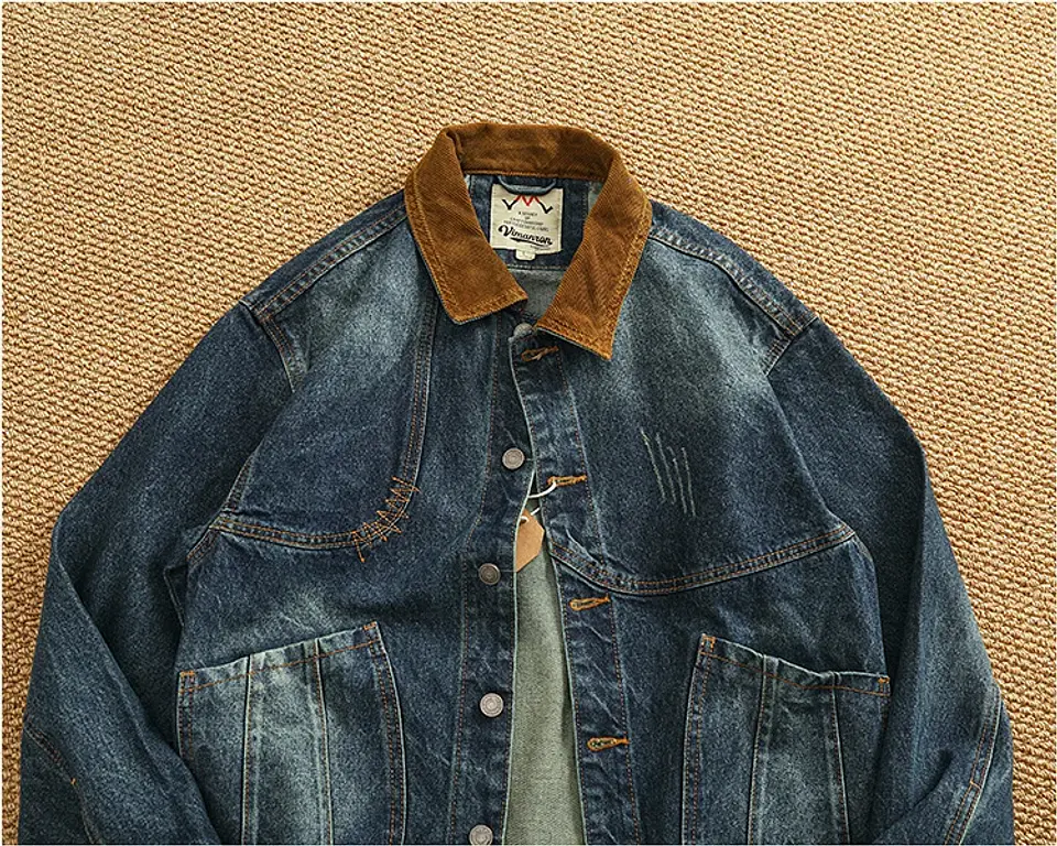 Chaqueta vaquera cargo de estilo retro americano 16