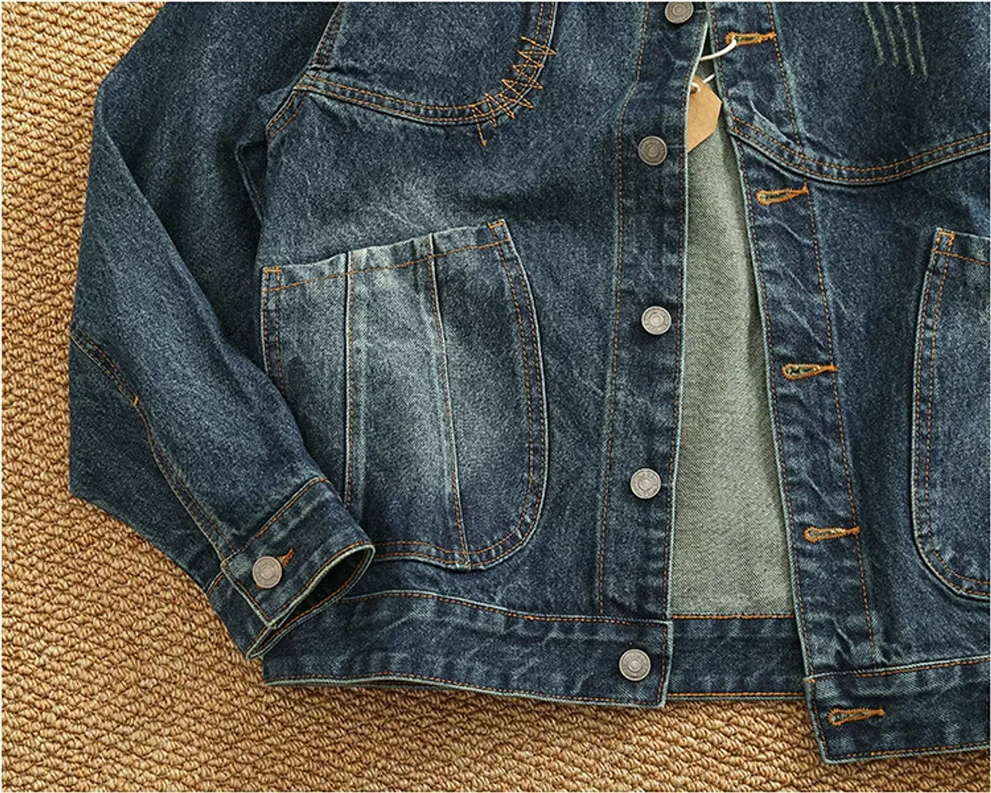 Chaqueta vaquera cargo de estilo retro americano 17