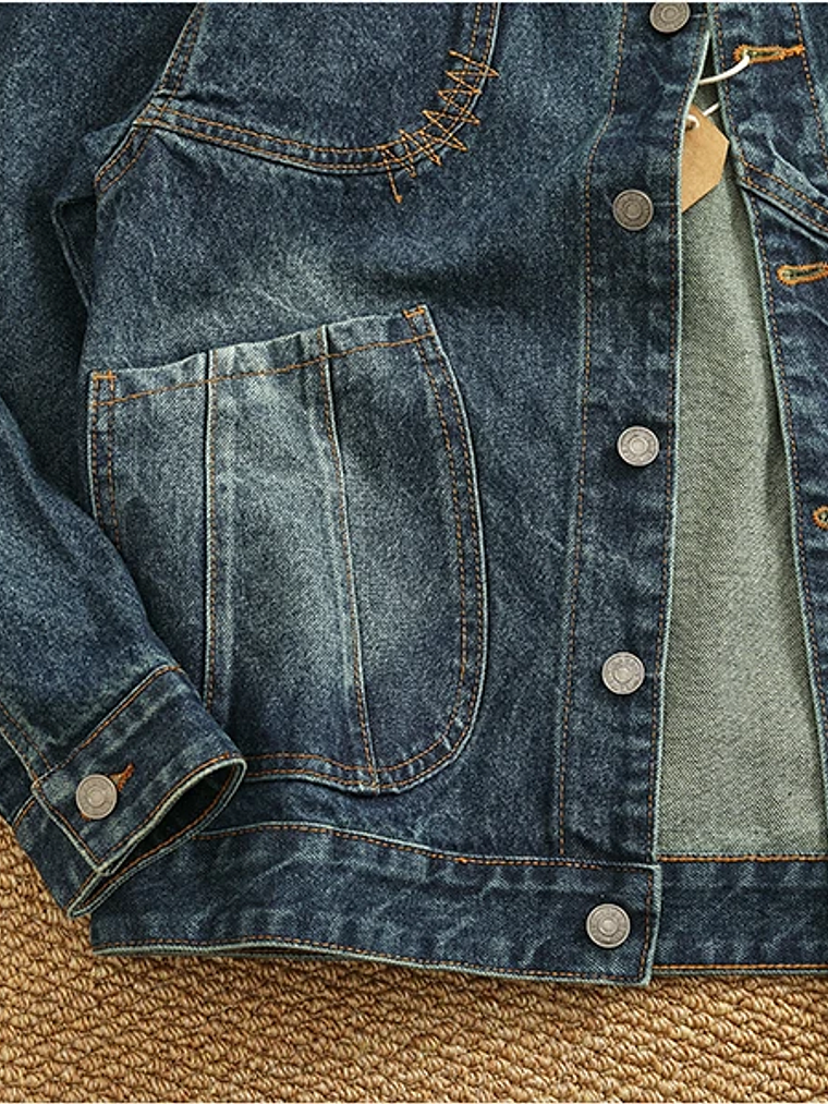 Chaqueta vaquera cargo de estilo retro americano 17