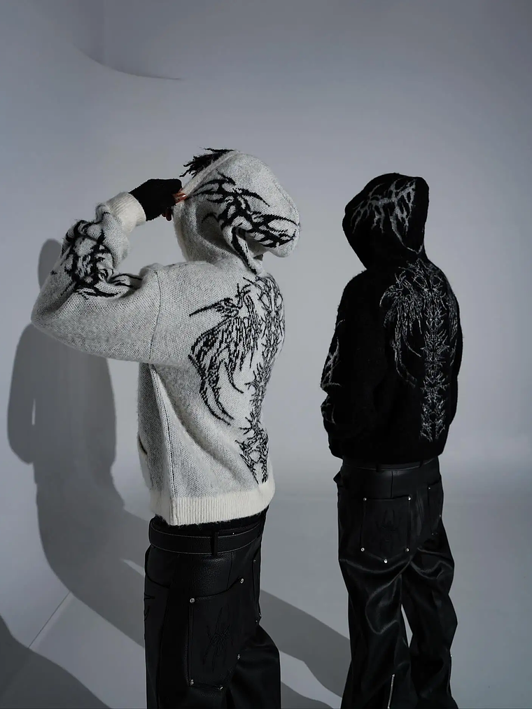 Sudadera con capucha de estilo Y2K con estampado de zarzas
 5