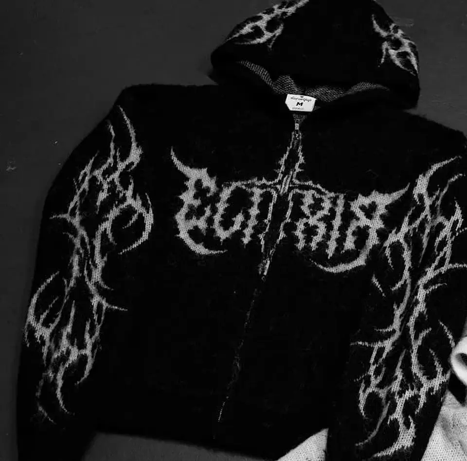 Sudadera con capucha de estilo Y2K con estampado de zarzas
 6