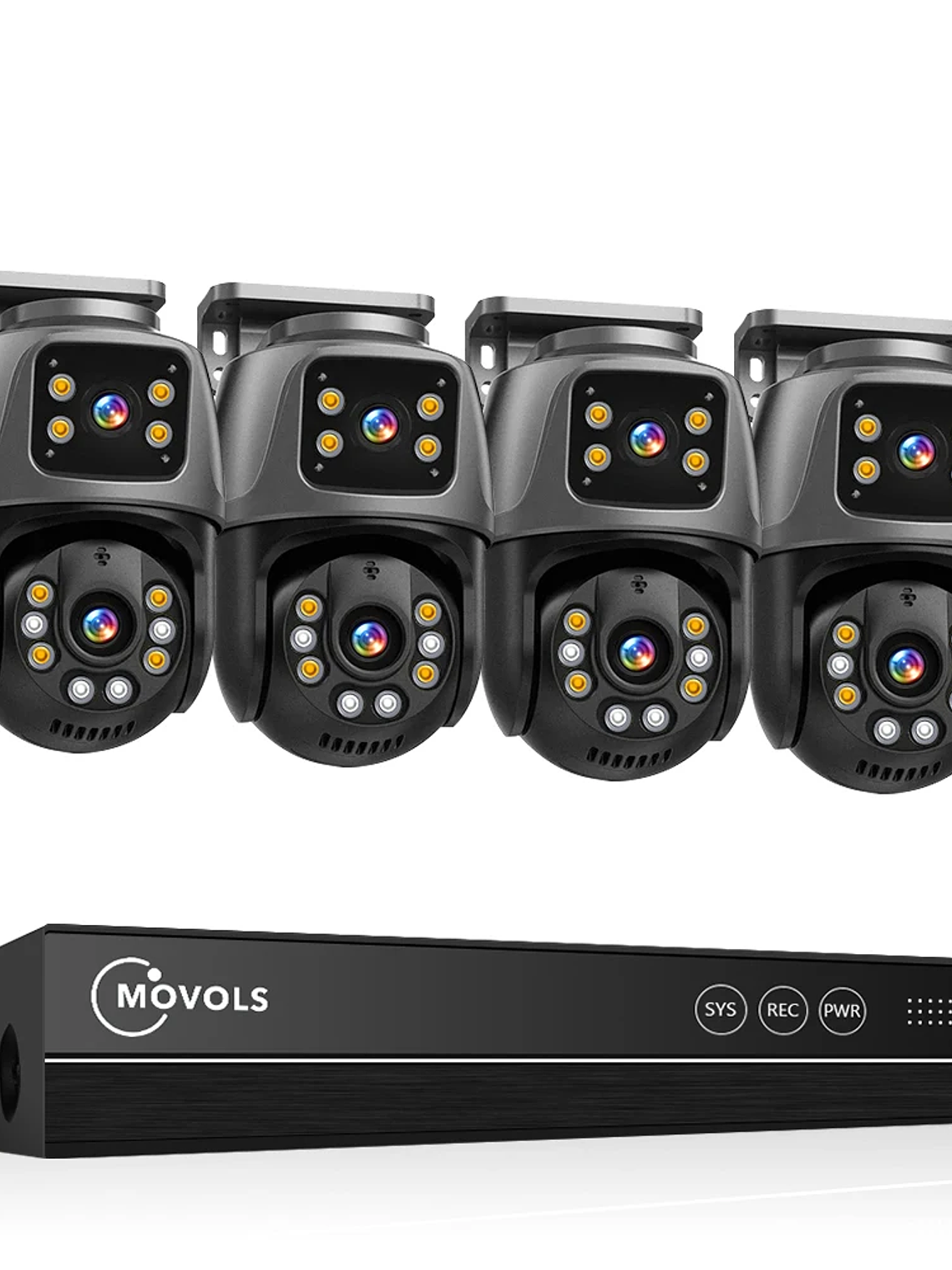 Sistema de vigilancia Movols XMEYE PoE de 6 MP con doble lente, cámara de seguridad PTZ con audio bidireccional y NVR de 16 canales. 1