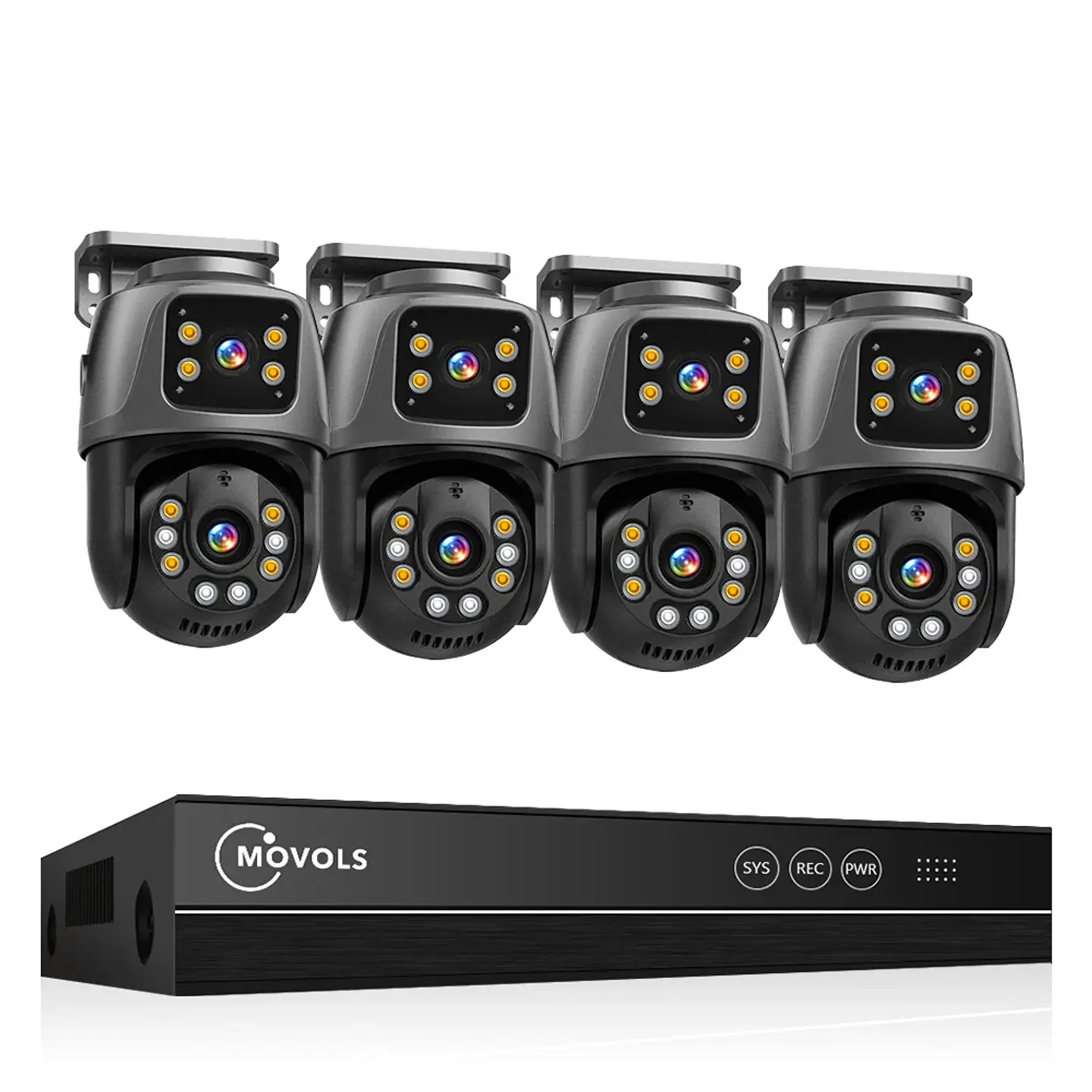 Sistema de vigilancia Movols XMEYE PoE de 6 MP con doble lente, cámara de seguridad PTZ con audio bidireccional y NVR de 16 canales. 1