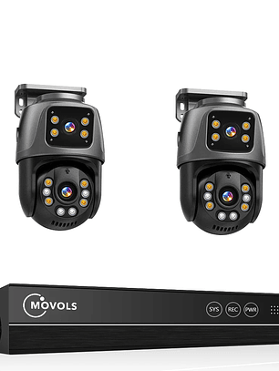 Sistema de vigilancia Movols XMEYE PoE de 6 MP con doble lente, cámara de seguridad PTZ con audio bidireccional y NVR de 16 canales.