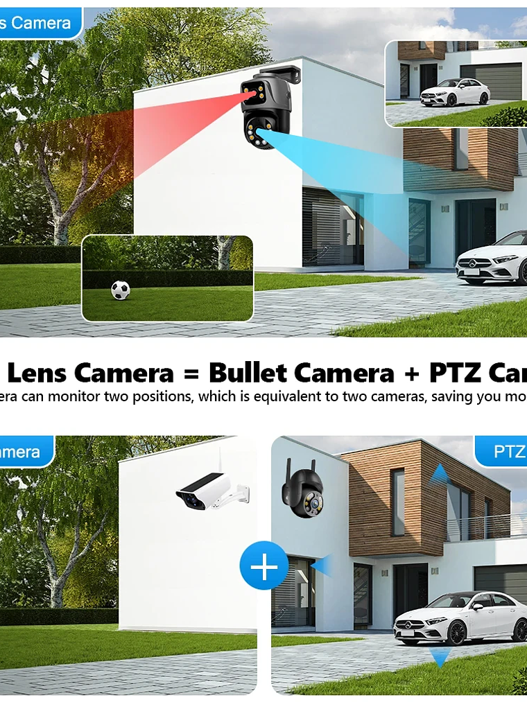 Sistema de vigilancia Movols XMEYE PoE de 6 MP con doble lente, cámara de seguridad PTZ con audio bidireccional y NVR de 16 canales. 4