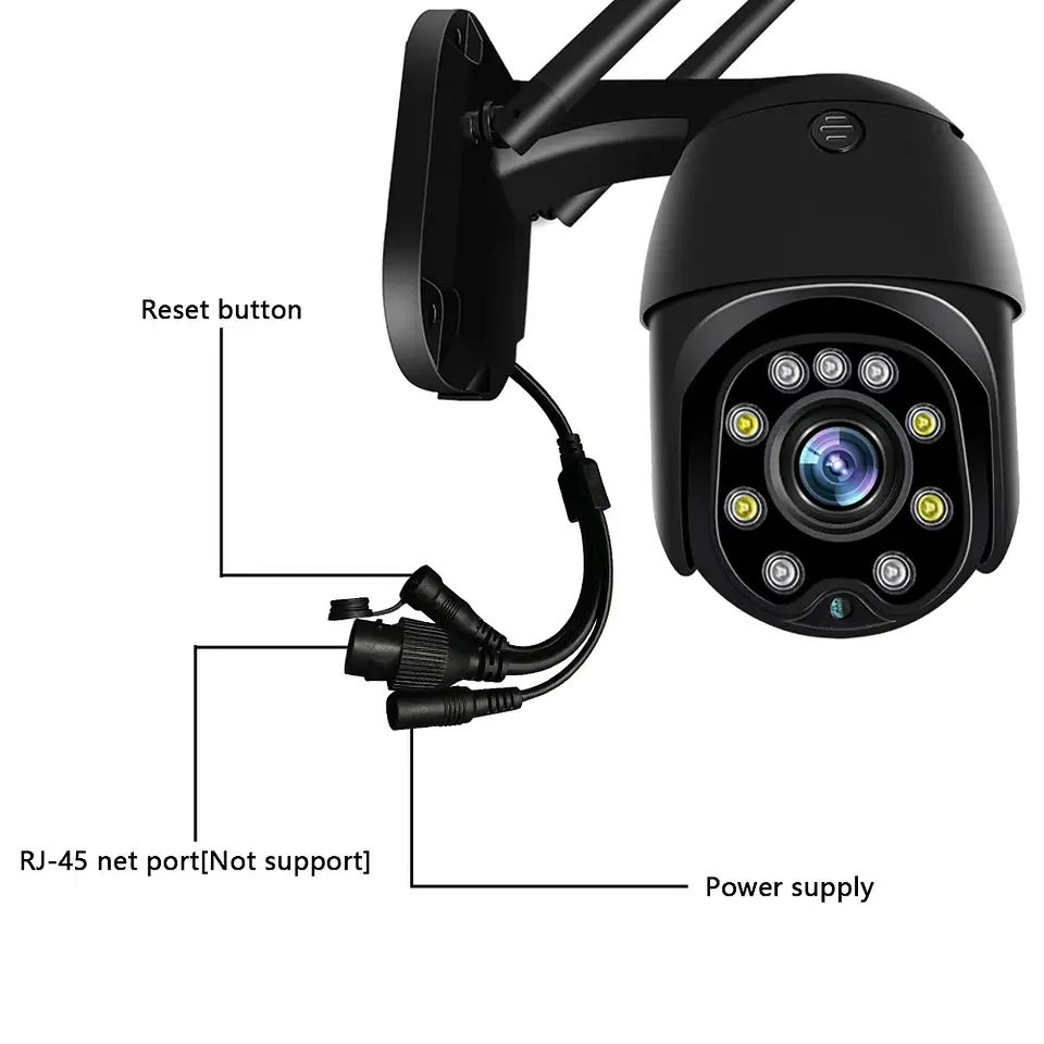 Cámara IP domo PTZ de 5 MP con WiFi, resolución 1080p HD, para exteriores, seguridad y vigilancia CCTV inalámbrica 1