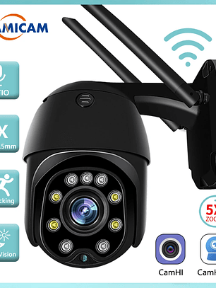 Cámara IP domo PTZ de 5 MP con WiFi, resolución 1080p HD, para exteriores, seguridad y vigilancia CCTV inalámbrica