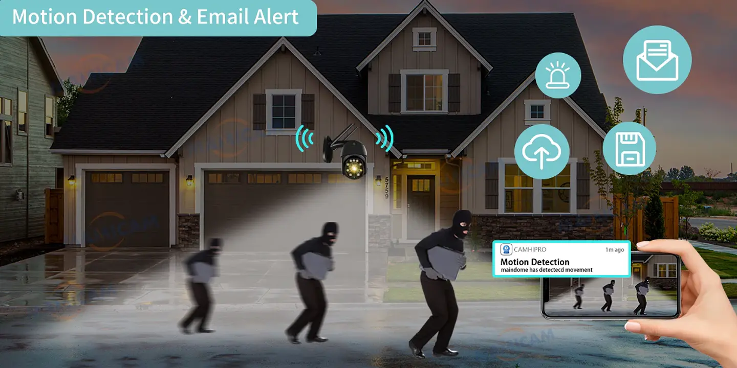 Cámara IP domo PTZ de 5 MP con WiFi, resolución 1080p HD, para exteriores, seguridad y vigilancia CCTV inalámbrica 5