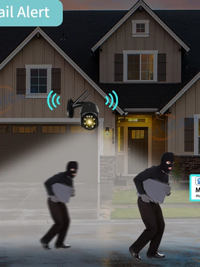 Cámara IP domo PTZ de 5 MP con WiFi, resolución 1080p HD, para exteriores, seguridad y vigilancia CCTV inalámbrica 5