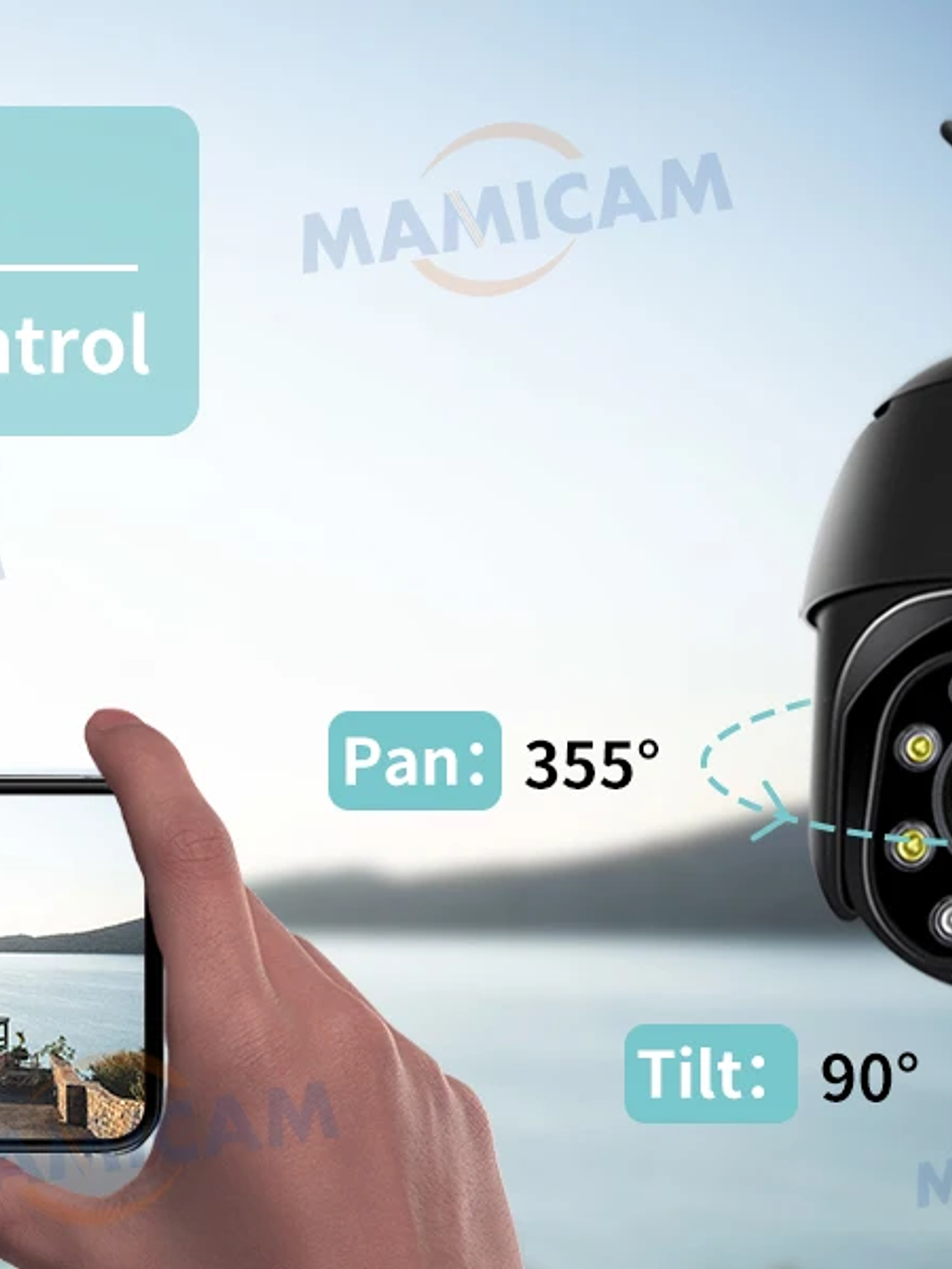 Cámara IP domo PTZ de 5 MP con WiFi, resolución 1080p HD, para exteriores, seguridad y vigilancia CCTV inalámbrica 7