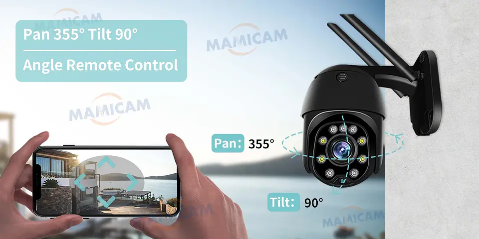 Cámara IP domo PTZ de 5 MP con WiFi, resolución 1080p HD, para exteriores, seguridad y vigilancia CCTV inalámbrica 7