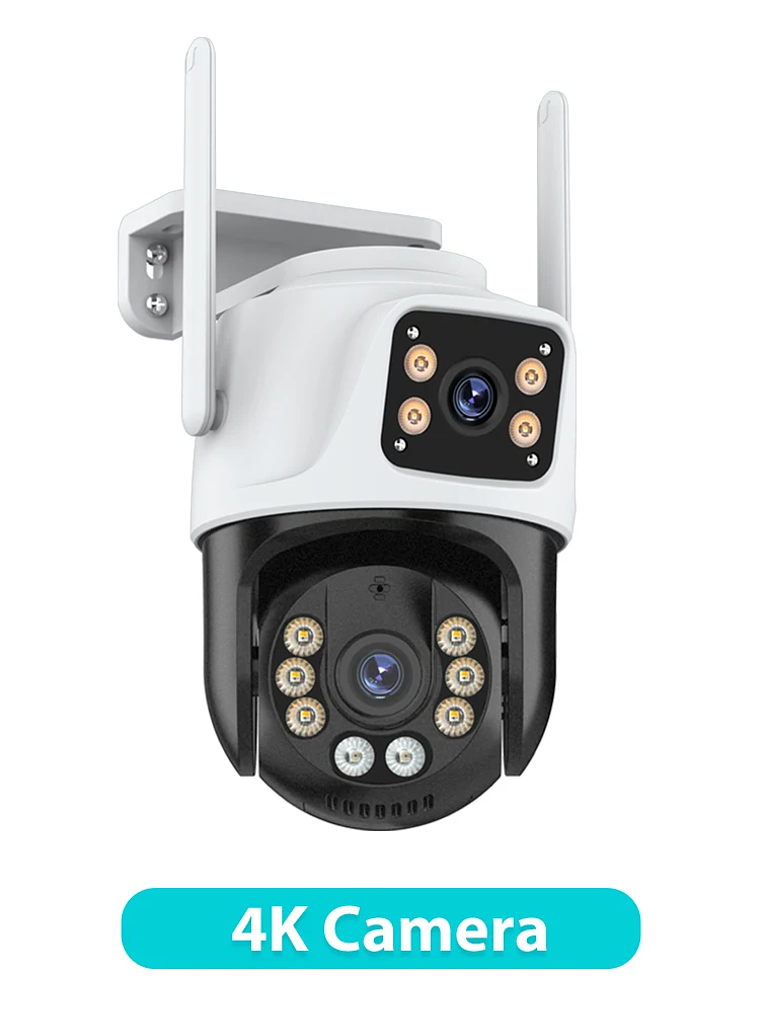 Cámara IP PTZ de tres lentes para exteriores,  WiFi, seguimiento automático,  10
