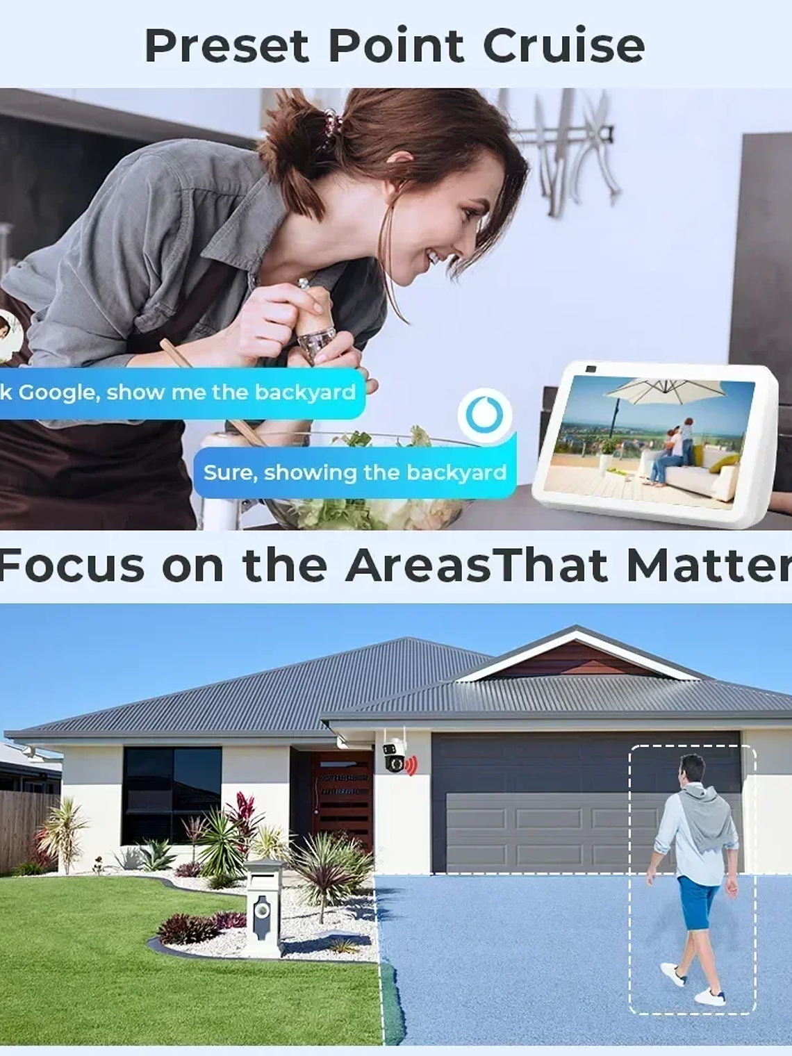 Cámara de vigilancia WiFi doble lente, zoom digital , cámaras IP PTZ de seguridad para exteriores 13