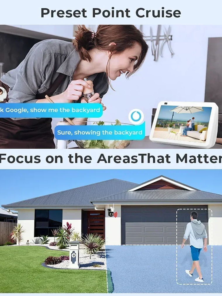 Cámara de vigilancia WiFi doble lente, zoom digital , cámaras IP PTZ de seguridad para exteriores 13