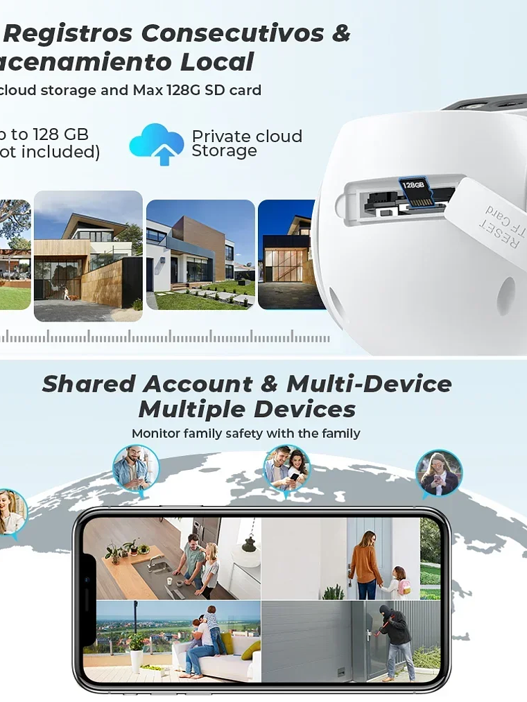 Cámara de vigilancia WiFi doble lente, zoom digital , cámaras IP PTZ de seguridad para exteriores 15