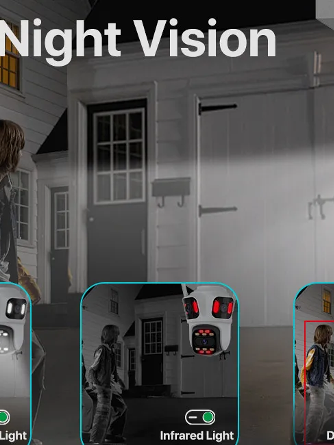 Cámara IP PTZ de tres lentes para exteriores,  WiFi, seguimiento automático,  17