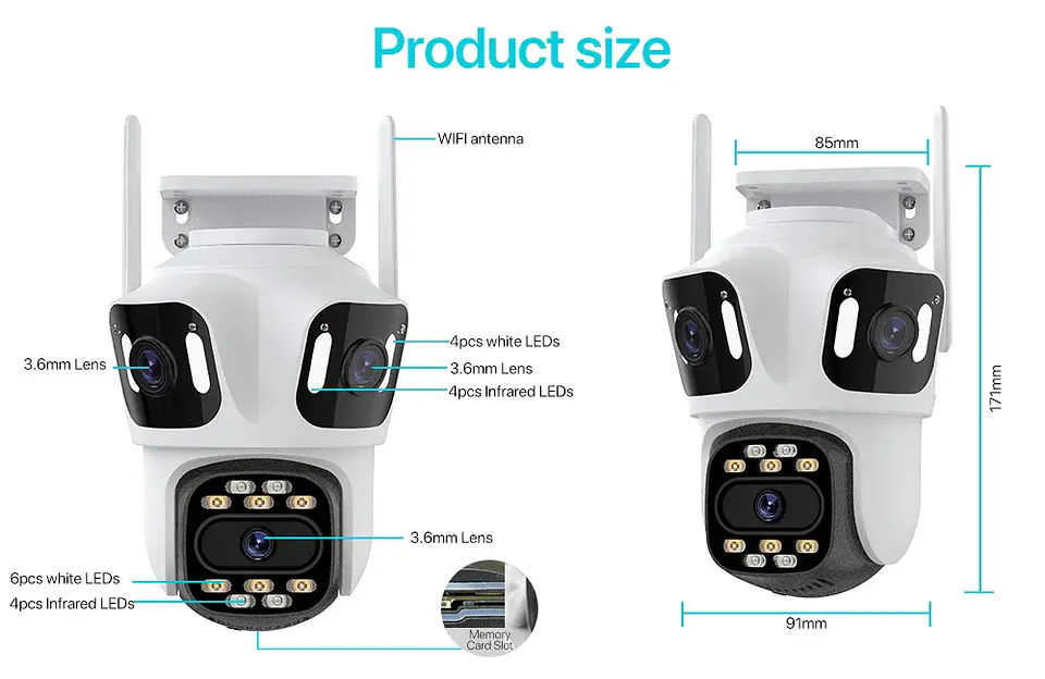 Cámara IP PTZ de tres lentes para exteriores,  WiFi, seguimiento automático,  27
