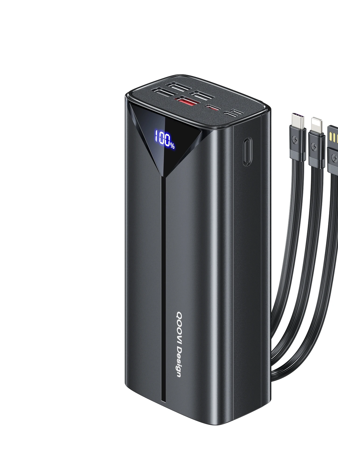 QOOVI 30000mah Power Bank 22.5W Fast Charging Built-in Cable External Large Battery Portable Charger For iPhone Samsung Xiaomi 2