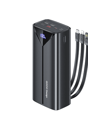 QOOVI 30000mah Power Bank 22.5W Fast Charging Built-in Cable External Large Battery Portable Charger For iPhone Samsung Xiaomi