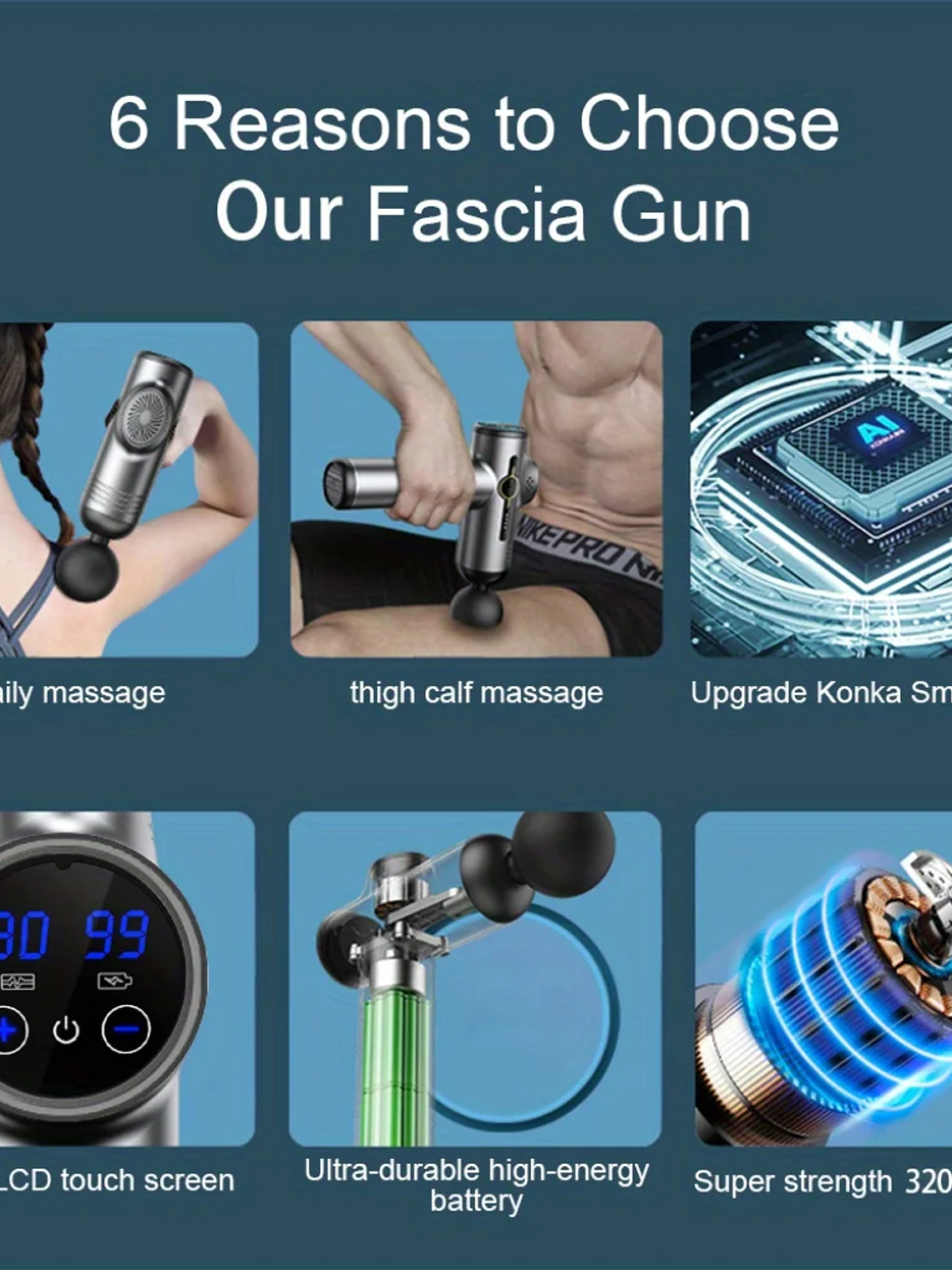 Pistola de masaje de 99 niveles para fascia, relajación muscular profunda,  4