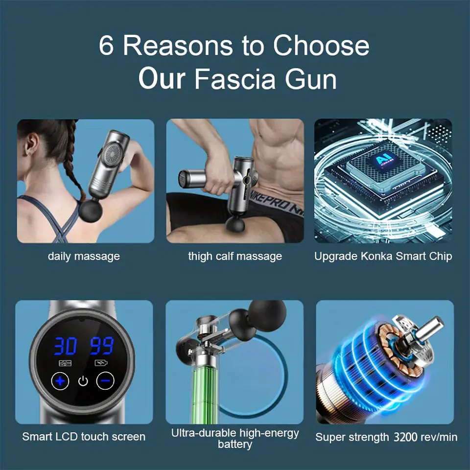 Pistola de masaje de 99 niveles para fascia, relajación muscular profunda,  4