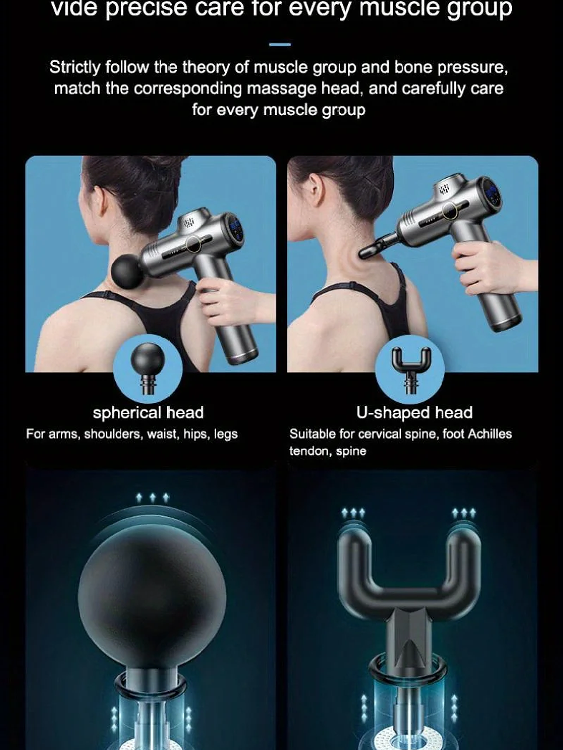 Pistola de masaje de 99 niveles para fascia, relajación muscular profunda,  10