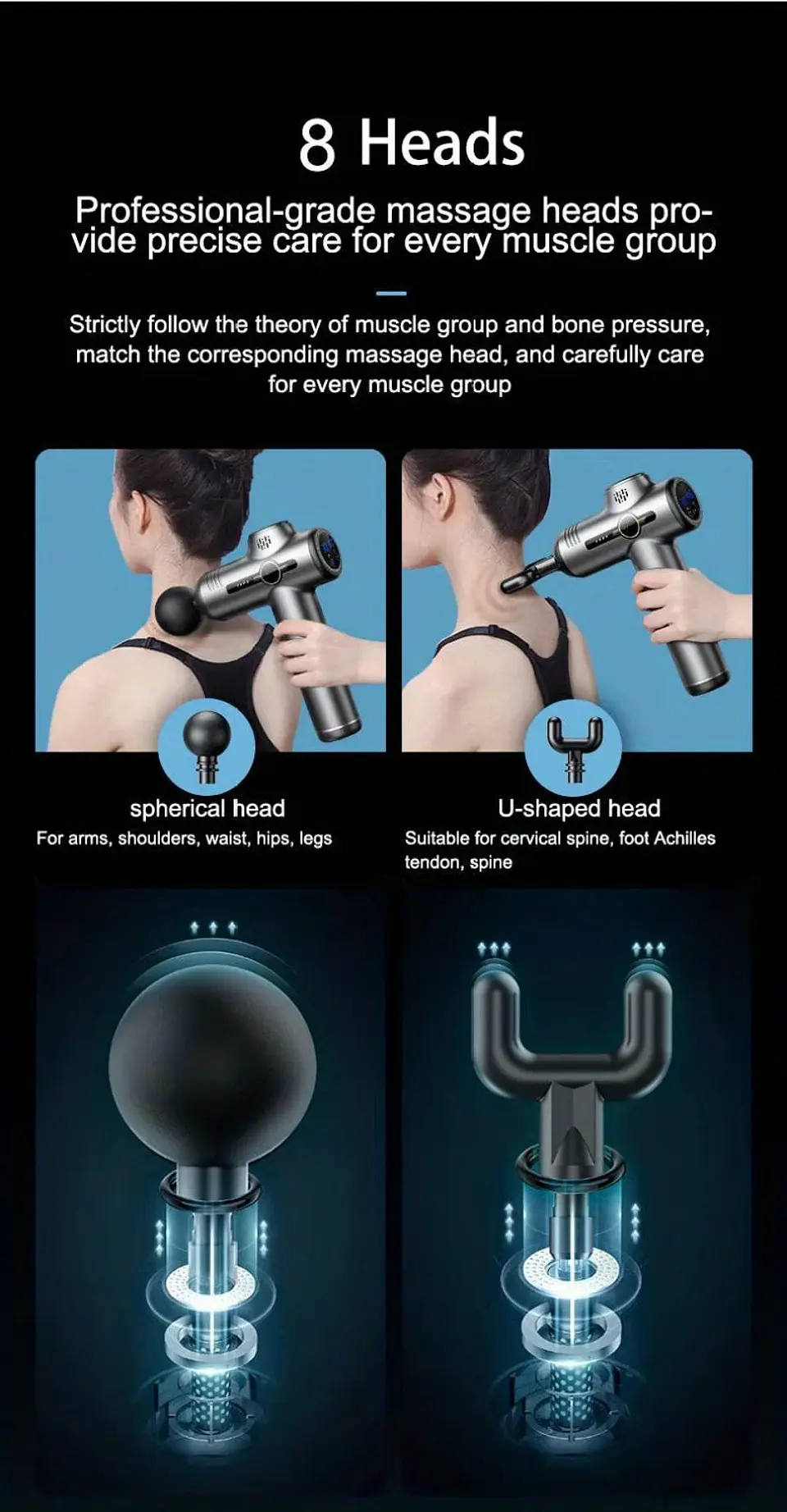 Pistola de masaje de 99 niveles para fascia, relajación muscular profunda,  10