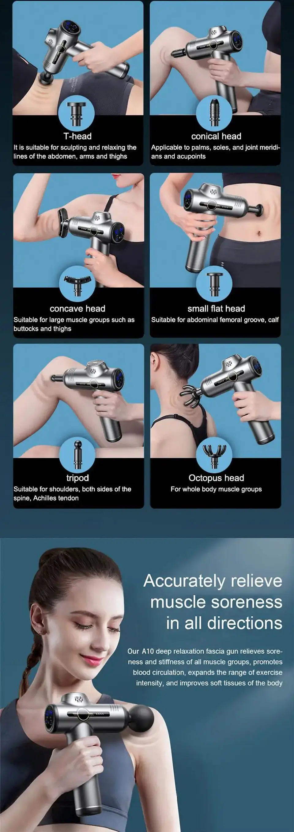 Pistola de masaje de 99 niveles para fascia, relajación muscular profunda,  11
