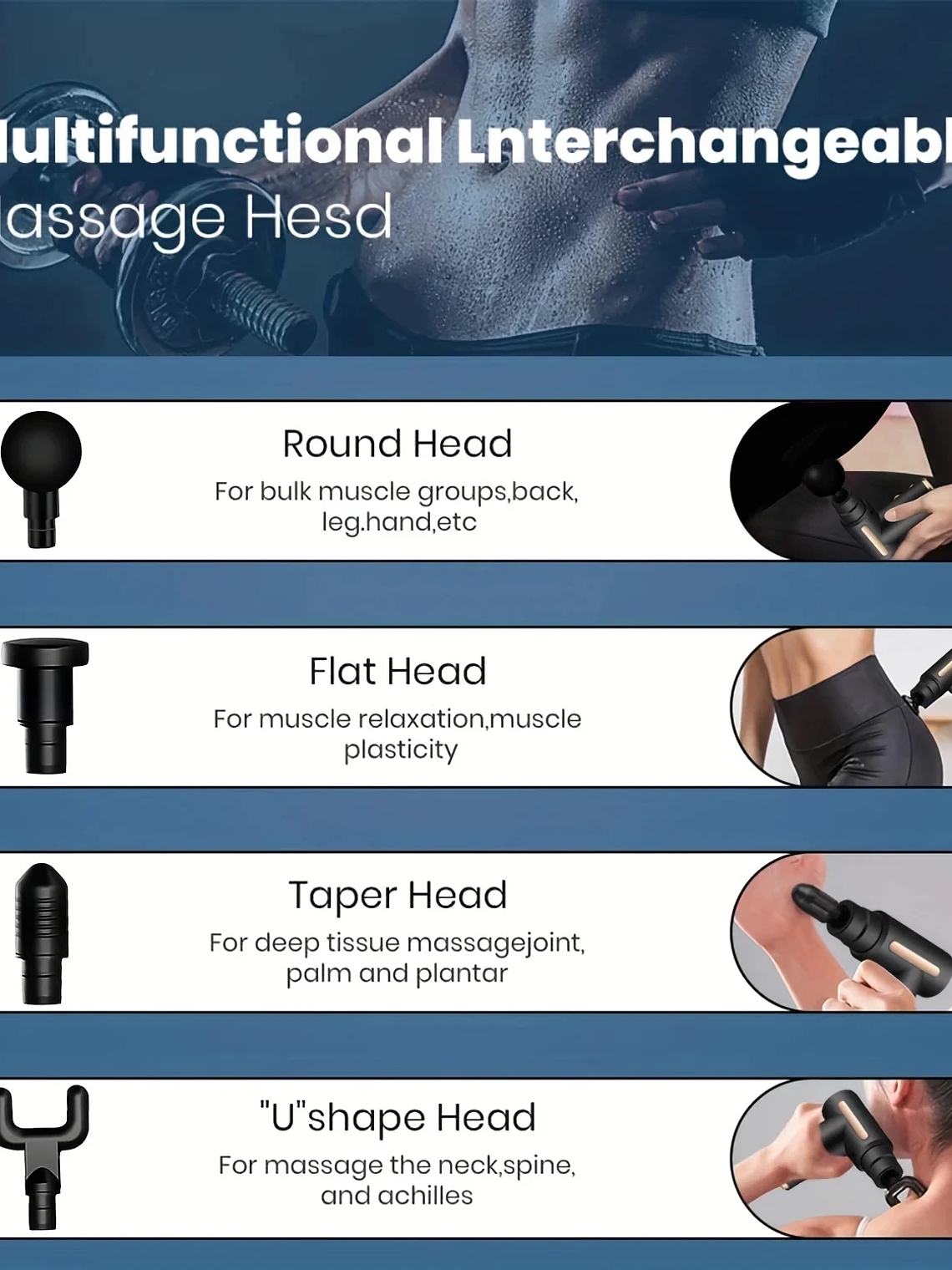 Pistola de masaje de 99 niveles para fascia, relajación muscular profunda,  20