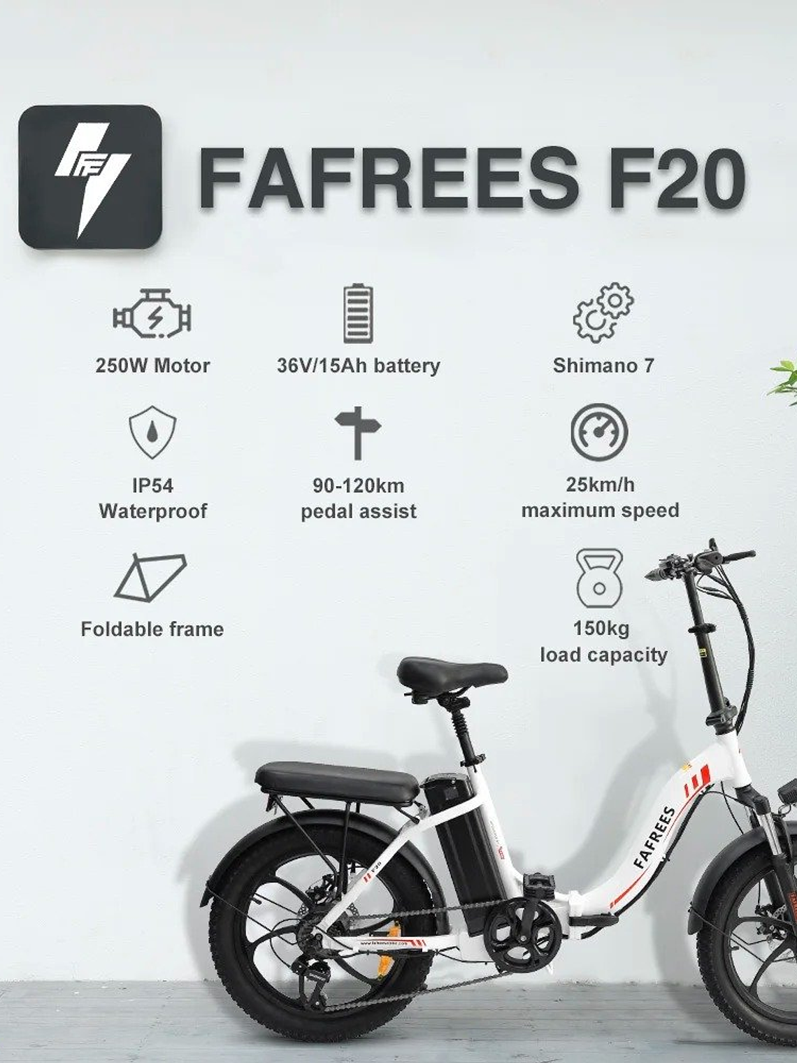 Bicicleta eléctrica plegable de 20 pulgadas con batería de 350 W,  8