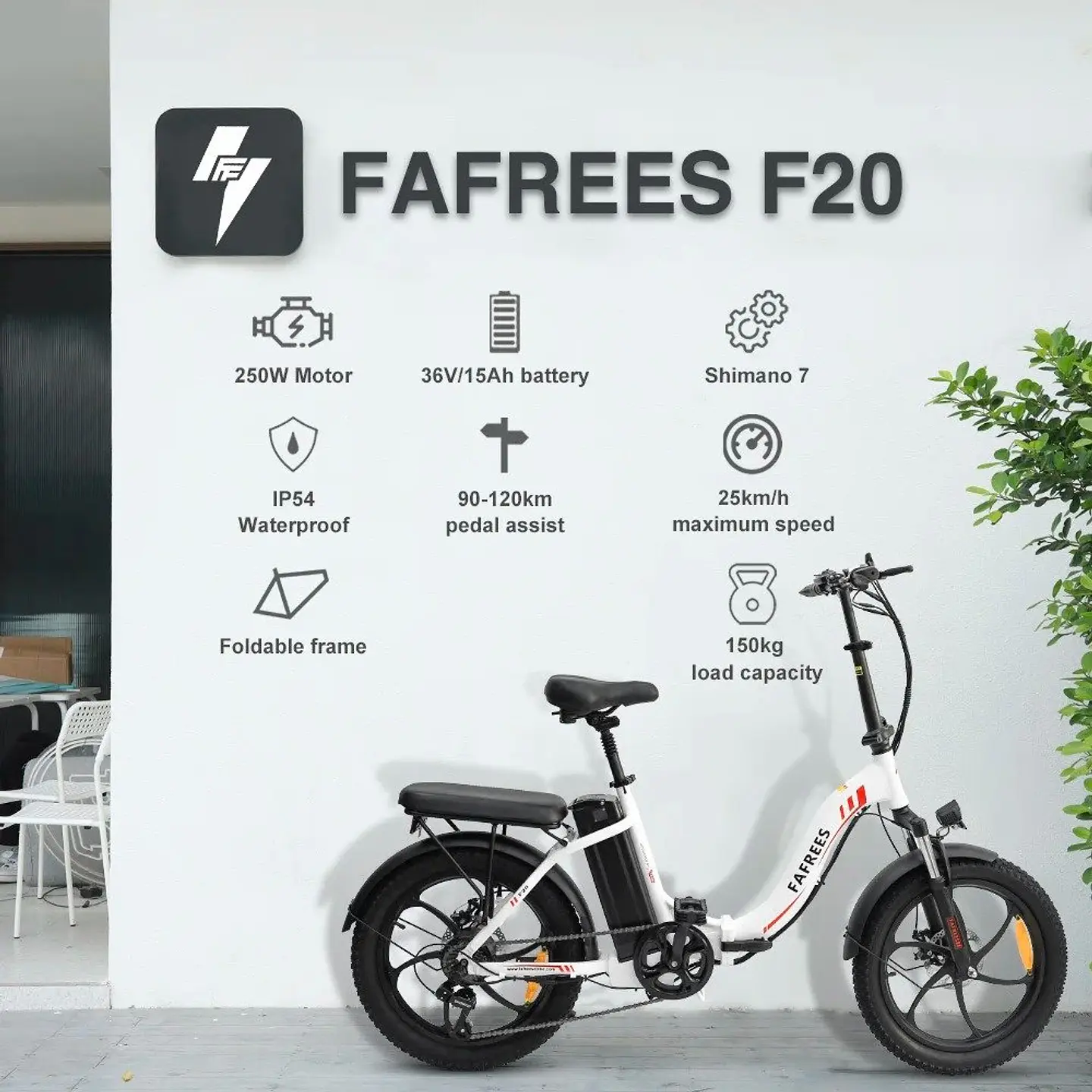 Bicicleta eléctrica plegable de 20 pulgadas con batería de 350 W,  8