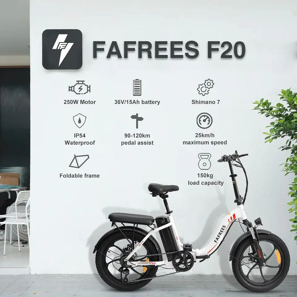 Bicicleta eléctrica plegable de 20 pulgadas con batería de 350 W,  8
