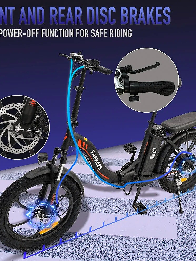 Bicicleta eléctrica plegable de 20 pulgadas con batería de 350 W,  9