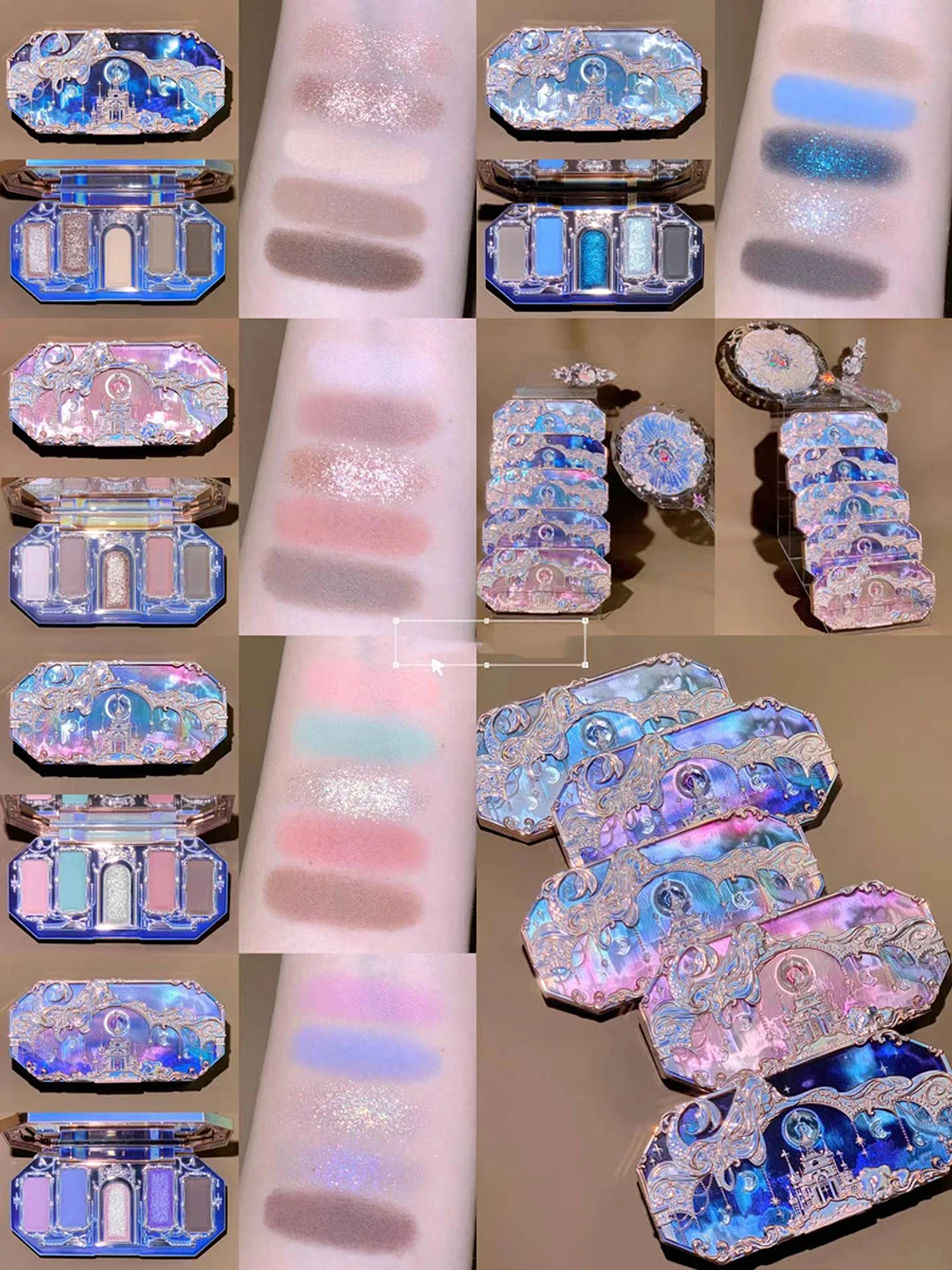 Paleta de sombras de ojos Flower Knows Makeup Moonlight Mermaid de 5 colores mate con brillo camaleón  8