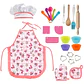 Kit de juguetes de cocina para jugar a las casitas, traje de chef, delantal, pastel, mini molde para hornear, guante, cuchara, taza, sombrero, herramienta para juego de simulación,  - Miniatura 1