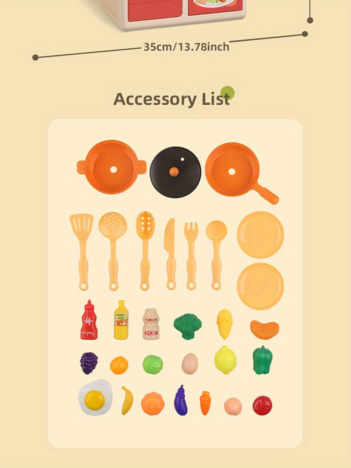 Cocina con accesorios y carrito de compra para niños y niña  15