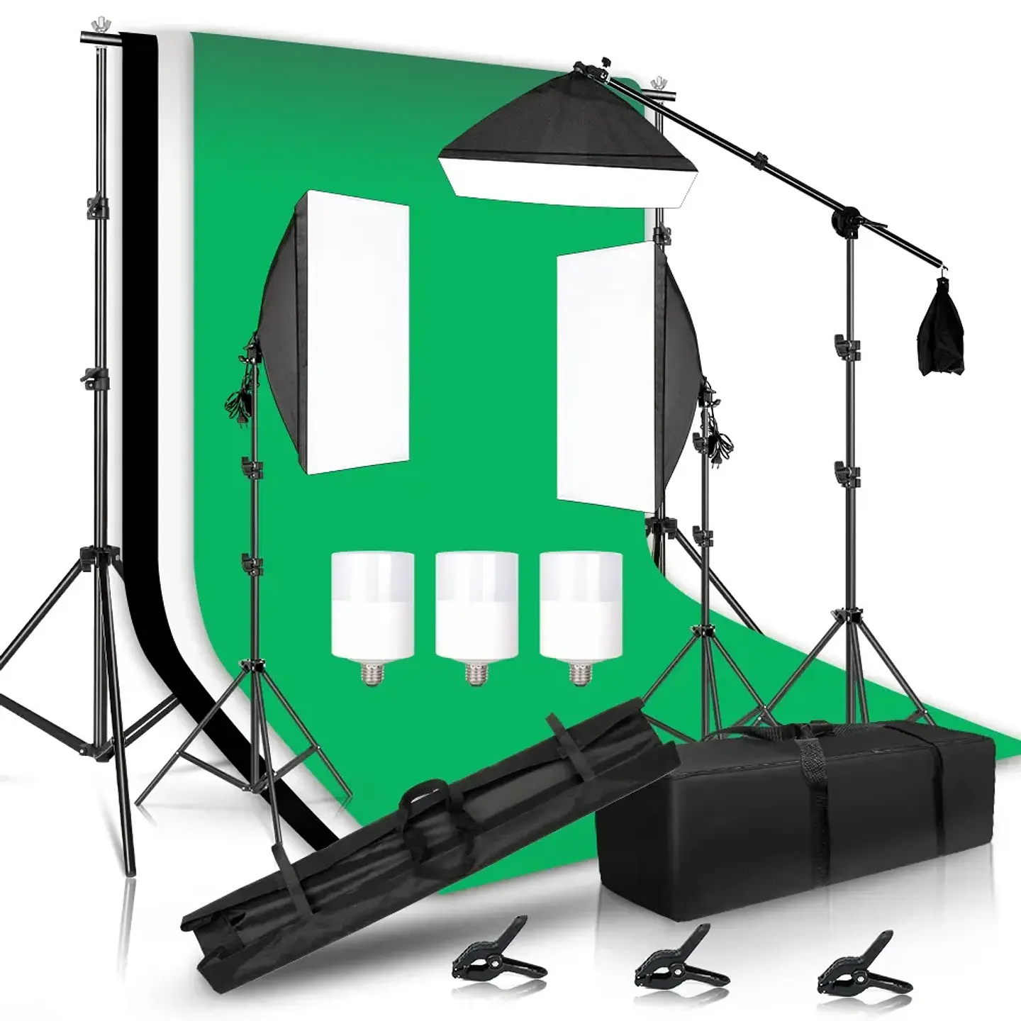 Photography Photo Studio Softbox Lighting Kit With 2.6x3M Background Frame 3pcs Backdrops Tripod Stand Reflector Board 4Umbrella 7