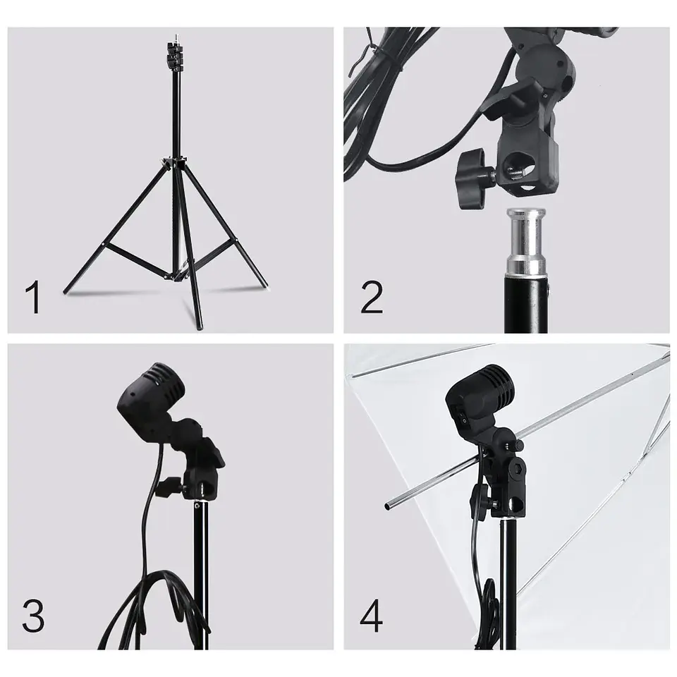 Photography Photo Studio Softbox Lighting Kit With 2.6x3M Background Frame 3pcs Backdrops Tripod Stand Reflector Board 4Umbrella 26