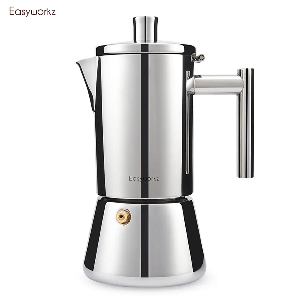 Cafetera de acero inoxidable, tipo moka, de inducción. 1